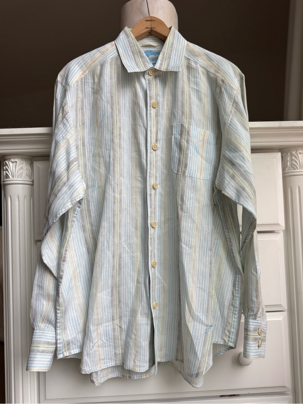 Tommy Bahama 100% Linen Striped Button-Up Shirt Size M